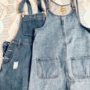 Lot of 2 denim overall dress. 1 Lily Parker small, 1 HH Jeans.